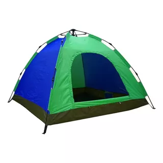 Barraca Camping 2 Pessoas Monta Sozinha Automática Dobrável Cor Azul/verde