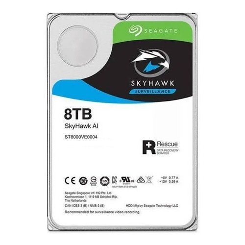 Disco duro interno Seagate SkyHawk AI ST8000VE0004 8TB plata