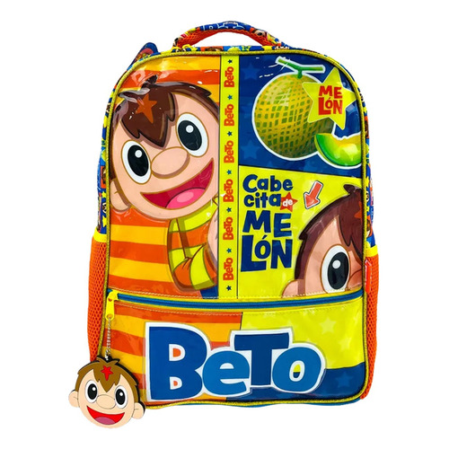 Mochila Escolar Primaria Bely Y Beto - Cabecita Melón Beto Con Llavero Color Naranja