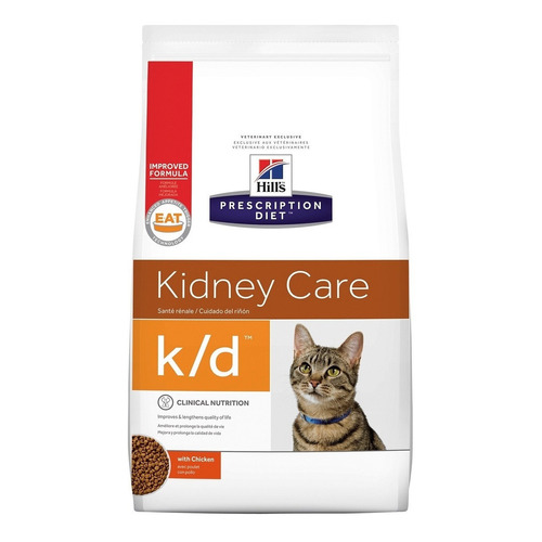 Alimento Hill's Prescription Diet Kidney Care Feline k/d para gato adulto sabor pollo en bolsa de 4lb