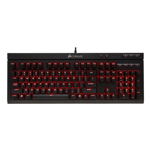 Teclado gamer Corsair K68 QWERTY Cherry MX Red inglés US color negro con luz roja