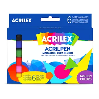 Caneta Para Tecido Artteen Acrilpen Com 6 Cores - Acrilex