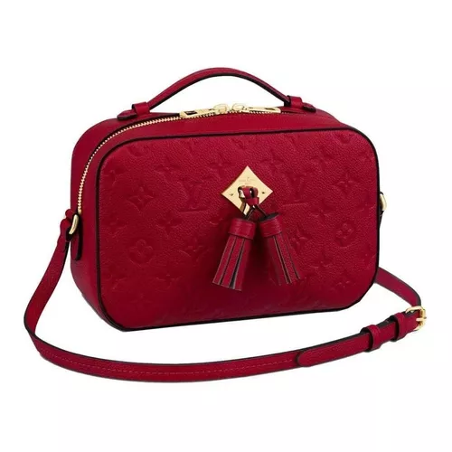 Cartera bandolera Louis Vuitton Saintonge diseño monogram empreinte de  cuero scarlet con correa de hombro roja asas color rojo y herrajes oro