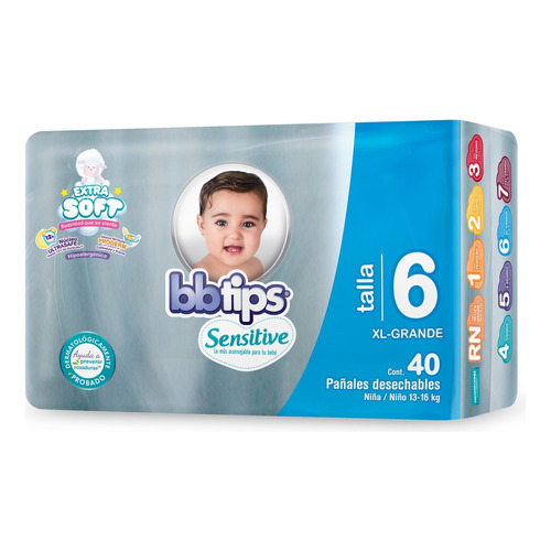 Pañales Bbtips Sensitive Etapa 6 unisex XG