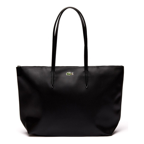 Bolso Tote Lacoste L.12.12 Concept Con Cierre Para Mujer Acabado de los herrajes Metal Color Negro Correa de hombro Negro Diseño de la tela Liso