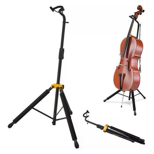 Soporte para violonchelo Hercules Professional con cierre automático DS580b, color negro/amarillo