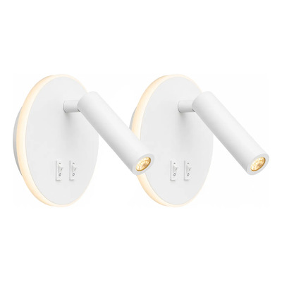Pack X 2 Aplique Cabecera Con Tecla Circular Focus Blanco Ld Blanco