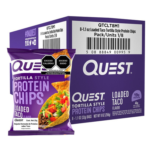Caja X8 De Tortilla Quest Nutrition Style Protein Chips Taco