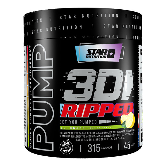 Pump 3d Ripped Star Nutrition Pre Entreno + Quemador 315g