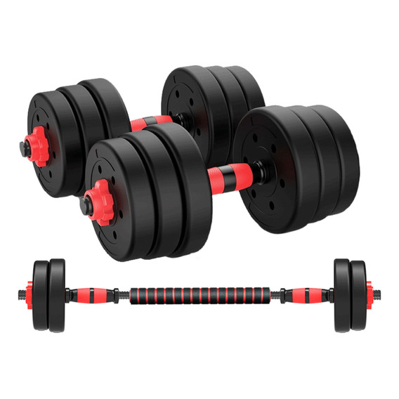 Set Mancuernas Y Barra Unibles 15kg Fitness Pesas Ajustables