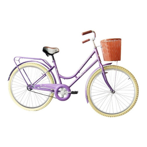 Bicicleta urbana femenina Black Panther Maja R26 1v freno contrapedal color morado con pie de apoyo