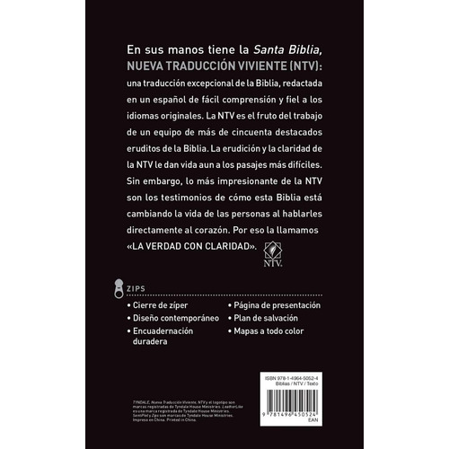 Biblia Ntv Edición Zíper Gris Suave Español 2021