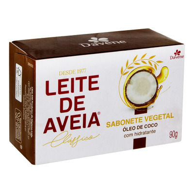 Sabão Em Barra Davene Vegetal Óleo De Coco Clássico Leite De Aveia De 90 G