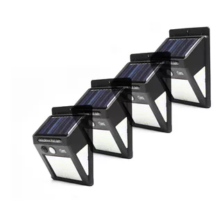 4x Luminária Solar Parede 50led Sensor Presença 2 Funções10w