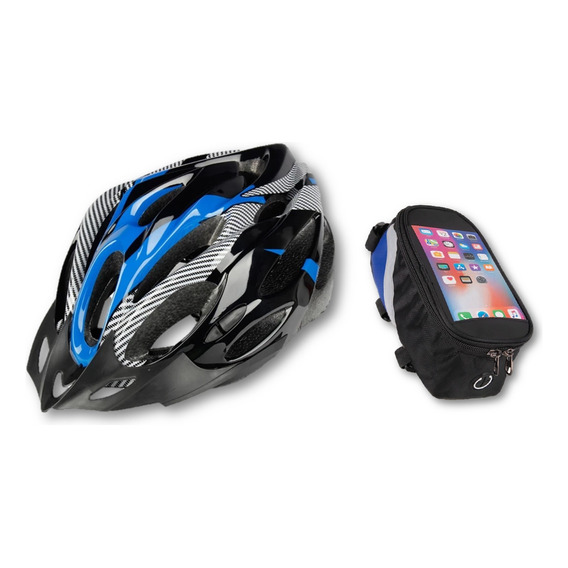 Casco Bicicleta + Bolso Porta Celular 