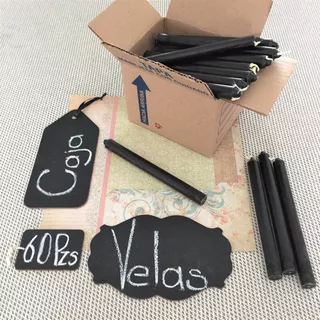 Velas Largas - Color Negro I Caja De 60 Piezas