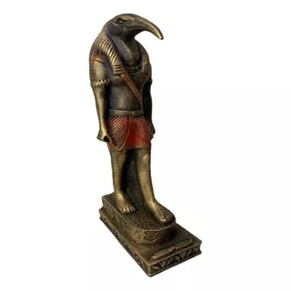 Estátua Deus Toth - Decoração Em Resina Egípcia Cor Dourado