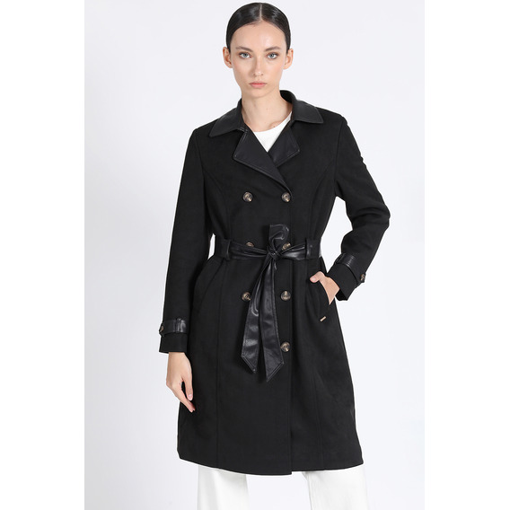 Trench Efecto Gamuza, Negro Liola