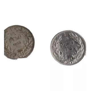 2 Monedas Historica Chilenas 1903-1905 Escasas Muy Pocas Acu