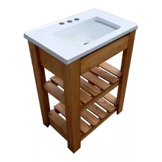 Mueble Vanitory Baño Estil Campo Madera 4 Pino Bacha Pileta 