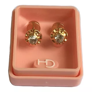 Aros Abridores Bebe Ch Perno Oro 18k Piedra Mediana 5mm 360