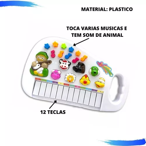 Teclado Fazendinha Piano Infantil Musical Som De Animais Cor