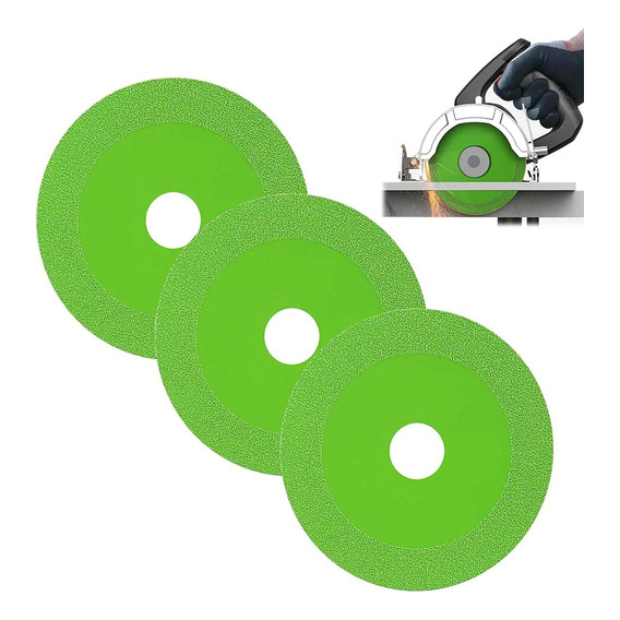 Disco De Corte Ultra Fino De Vidrio Para Amoladora Pack X3 Color Verde