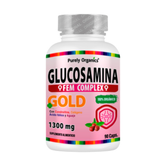 Glucosamina Fem. Purely Organics, Para Mujeres. 90 Cápsulas Sin sabor.