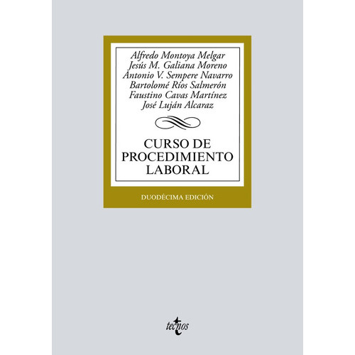 Curso De Procedimiento Laboral, De Montoya Melgar, Alfredo. Editorial Tecnos, Tapa Blanda En Español