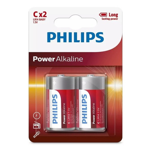 Pilas Philips Medianas Tamaño C 1,5 V Alcalina X 2 Unid