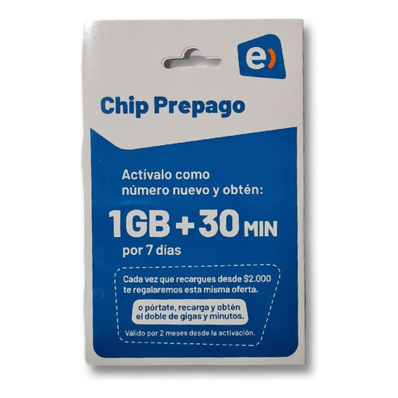 Chip Prepago Entel Pack 100 Unidades Incluye 1gb +30 Min