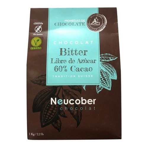 Chocolate Neucober Bitter 60% Cacao Sin Azúcar Sin Gluten