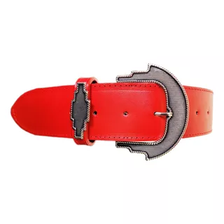 Cinturon De Cuero 100% Rojo