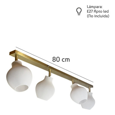 Aplique 4 Luces Tulip 3d Dorado Deco Moderno Apto Led Lmp