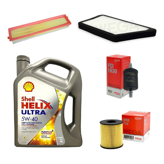 Kit 4 Filtros + 4l Aceite Shell 5w40 Peugeot 207 Compac 1,6