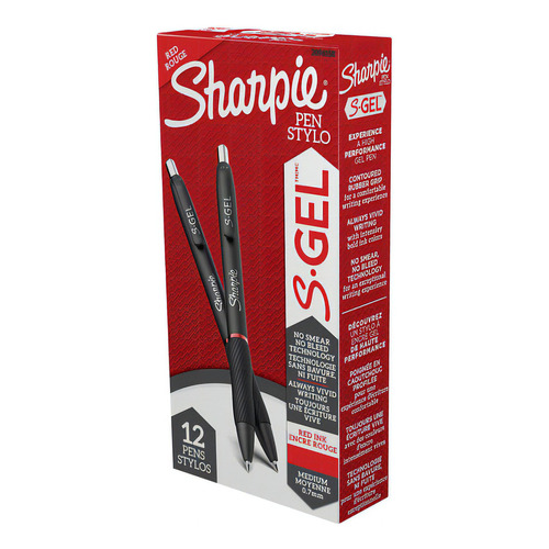 Lapiz Gel Sharpie Punta Fina Rojo X12