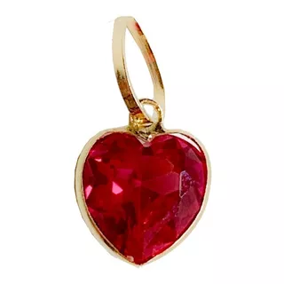 Pingente Coração Pedra Vermelho Rubi Joia Ouro 18k Garantia