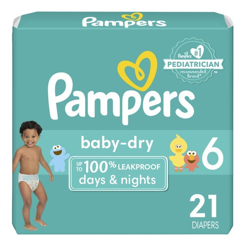 Pañales Pampers Baby-dry, Etapa 6, - Unidad  Género Sin género Tamaño Extra grande (XG)