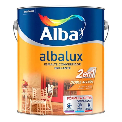 Esmalte Sintético Albalux 2 En 1 Bermellón 1lts Acabado Brillante Color Rojo