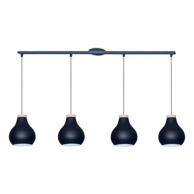 Colgante 4 Luces Deco Con Madera Vintage Apto Led Lsi