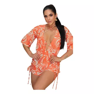 Conjunto Biquíni Feminino 3 Peças Biquini + Saída De Praia