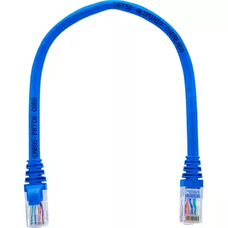 Patch Cord Para Internet Cat5e 30 Cm Azul Com Capa