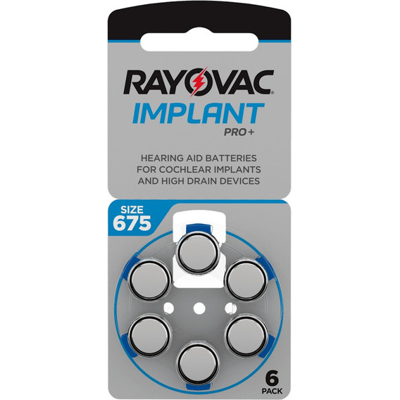 6 X Pilas Audifono Rayovac 675 Implant Pro+ Coclear Original