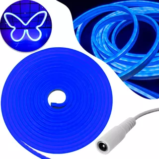 Fita Led Neon Corte 2,5cm Mangueira 5m Alto Brilho 12v Ip65 Cor Da Luz Azul Escuro