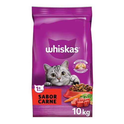 Alimento Whiskas Adultos Whiskas Gatos s para gato adulto todos los tamaños sabor carne en bolsa de 10kg
