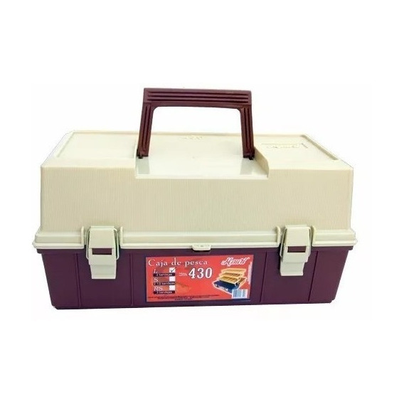 Caja De Pesca Mauri 430 L 2 Bandejas - 43x21x22cm. Color Rojo