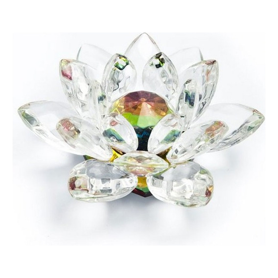 Flor De Loto Vidrio / Cristal 9 Cm Porta Vela 