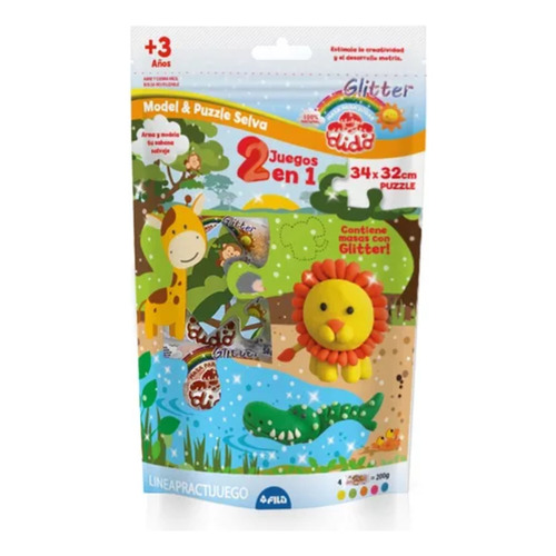 Set De Masas Y Puzzle Dido 2 En 1 Color Selva