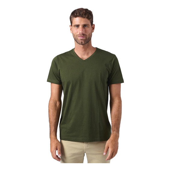 Mbo Polo Manga Corta Basico Cuello V Verde Militar Oi24