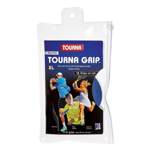 10 Overgrips Tornagrips Dry Feel XL Tourna Color Azul